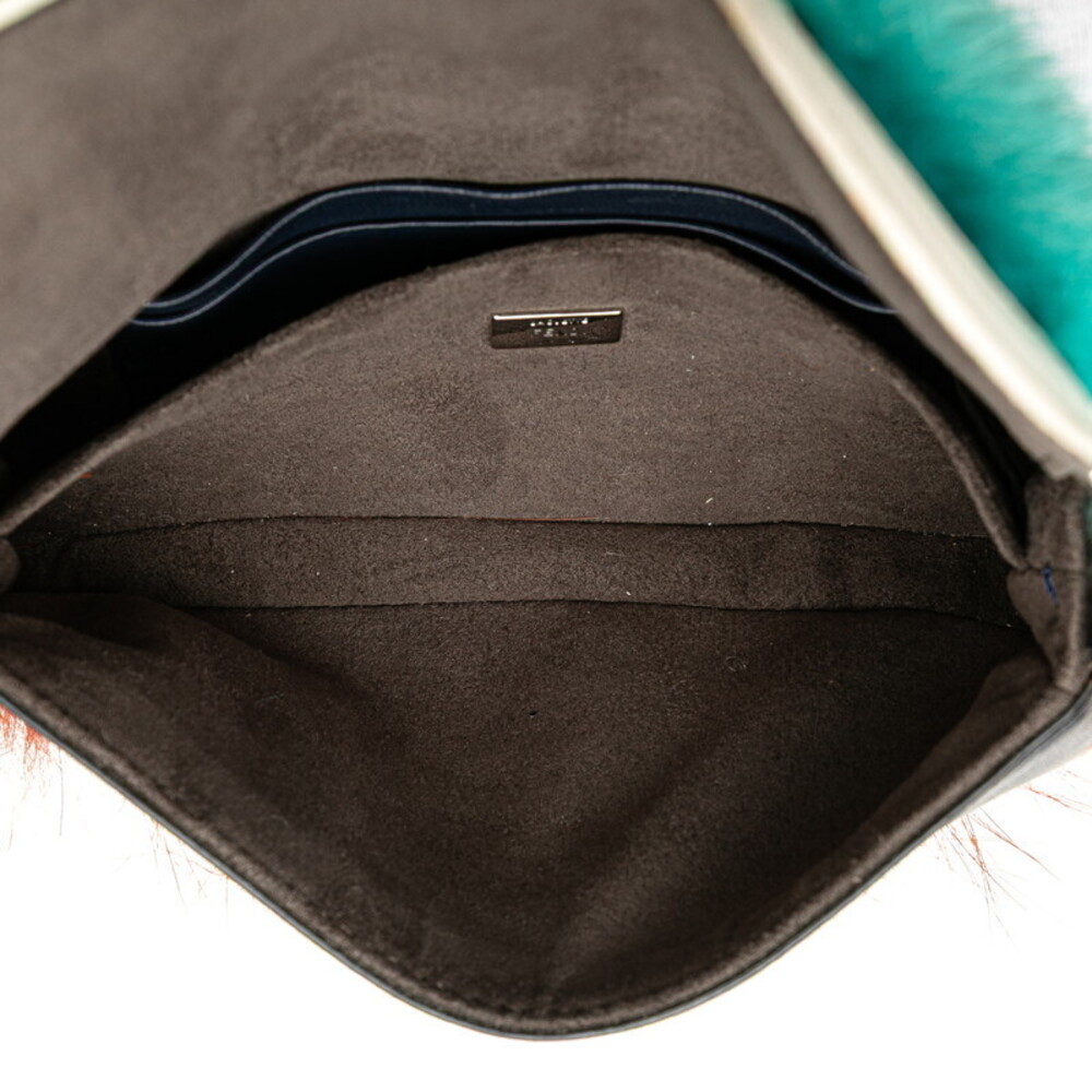 Fendi Bag Bugs Monster Bucket Handbag Shoulder Black Blue Leather Fur - Picture 7 of 9